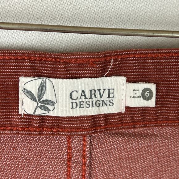 Carve Designs Oahu Relaxed Boyfriend 4" Inseam Burnt Orange Corduroy Shorts 6 - Picture 4 of 9